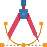 A blue and red protractor with a pencil on it vector