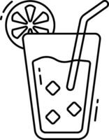 A drink with a straw and slice of lemon vector