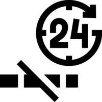 A black and white image of a clock with a 24 hour sign vector
