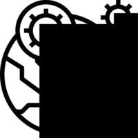 A black and white icon of a computer and a clock vector
