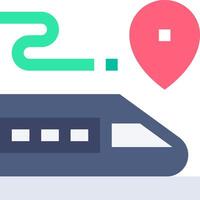 A train with a map pin on it vector
