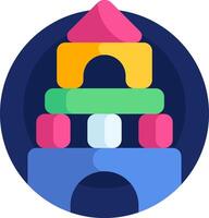 A colorful building with a tower in the middle vector