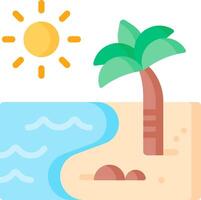 An icon of a beach with palm trees and a sun vector