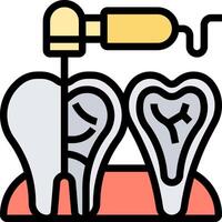 A tooth with a drill and a toothbrush vector