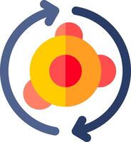 A circle with an orange and yellow object in it vector