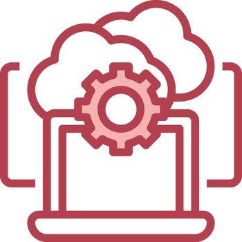 nube informática icono con engranajes y nube vector