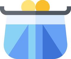 A blue and yellow container with two eggs in it vector