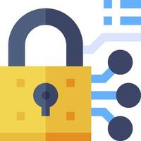 A lock with a key and a circle around it vector