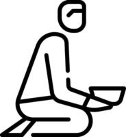 A man sitting down with a bowl of food vector