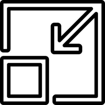 A black and white square with a square arrow pointing to it vector