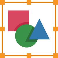A colorful square with a triangle and a square vector