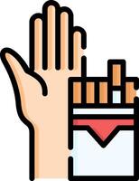A hand holding a cigarette and a cigarette pack vector
