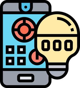 A smartphone with a light bulb and a button vector