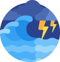 A storm with lightning and waves vector