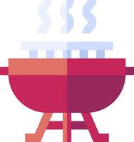 A barbecue grill with a red lid and a white background vector