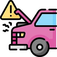 A pink truck with a broken down sign on it vector