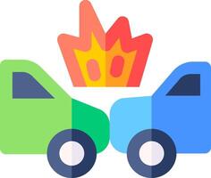 Two cars are in a collision with a fire vector