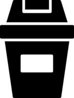 A black and white icon of a trash can vector