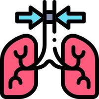An illustration of a human lungs with a blue arrow pointing to the left vector