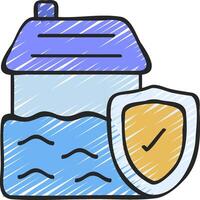 A house with a shield and a shield icon vector