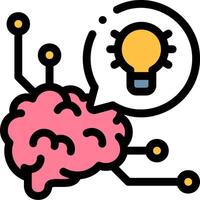 A brain with a light bulb and a speech bubble vector