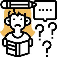 A girl with a pencil and a question mark vector