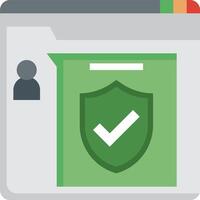 A green shield icon with a check mark vector
