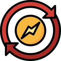 A circle with a yellow arrow pointing to the right vector