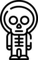 A black and white drawing of a skeleton vector