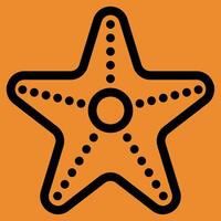 A starfish icon on an orange background vector