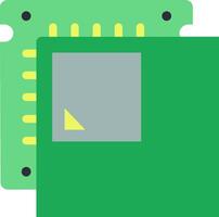 A green computer chip with a yellow square vector