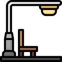 A chair under a lamp with a light vector
