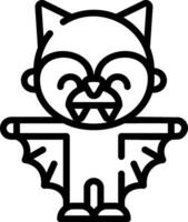 A black and white line drawing of a bat vector