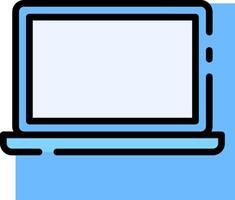 A laptop computer icon on a blue background vector