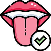 A tongue with tick mark and a check mark vector