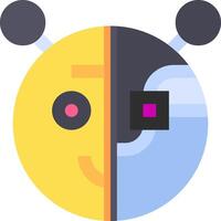 A yellow and blue robot with a black face vector