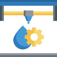 A 3d printer with a drop of water and a gear vector