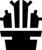 A black and white image of a basket with a cactus in it vector