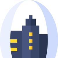 A flat icon of a building with yellow lights vector