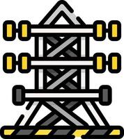 A tower with three yellow and black poles vector