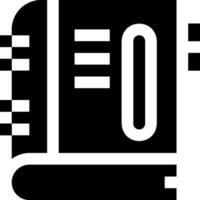 A black and white icon of a book vector