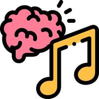 A brain and music note with a musical note vector