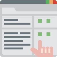 A hand pointing at a web page with a green checkmark vector