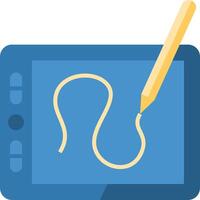 A tablet with a pencil and a snake vector