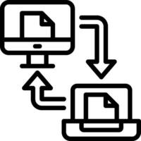 A computer and a printer are connected to each other vector