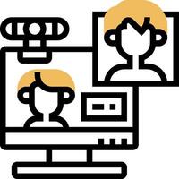 A computer screen with two people on it vector