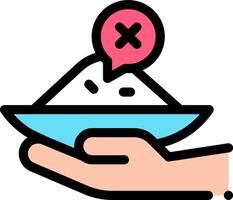 A hand holding a bowl of food with a red cross vector