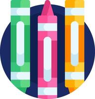 Colorful crayons in a circle with a blue background vector