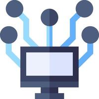 A computer with multiple circles connected to it vector