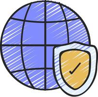 World globe with shield icon illustration design vector